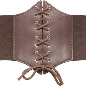 Lace-up Corset Belt Womens Elastic Waist Leather Slim Fit Casual Cosplay